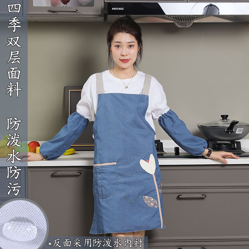 围裙女做饭家用厨房定制logo印字防水防污餐饮背带式工作服女围腰