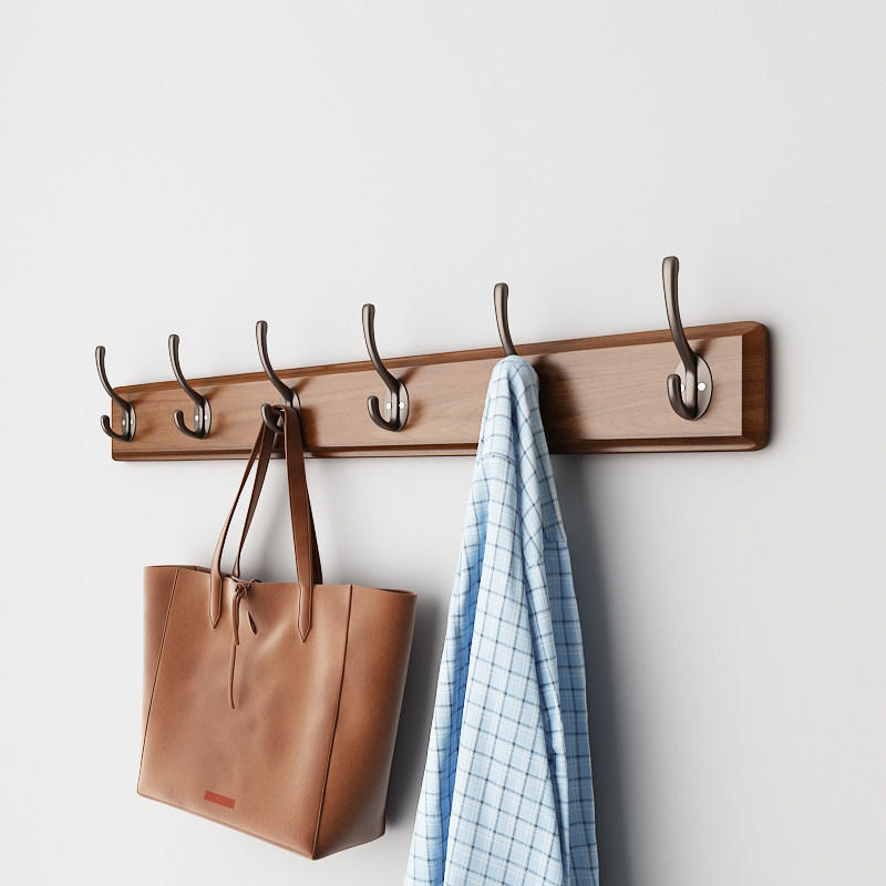 挂钩壁挂衣钩墙壁免打孔挂衣架门后实木卧室创意玄关墙上衣服排钩