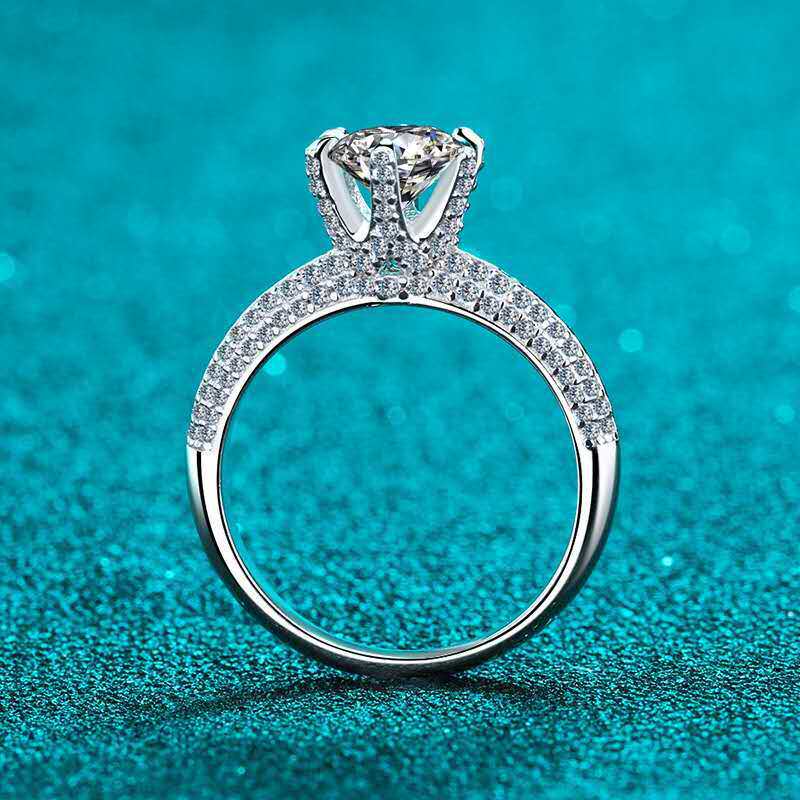 正品莫桑石戒指 经典六爪半壁江山女皇钻戒女一克拉求婚结婚钻戒