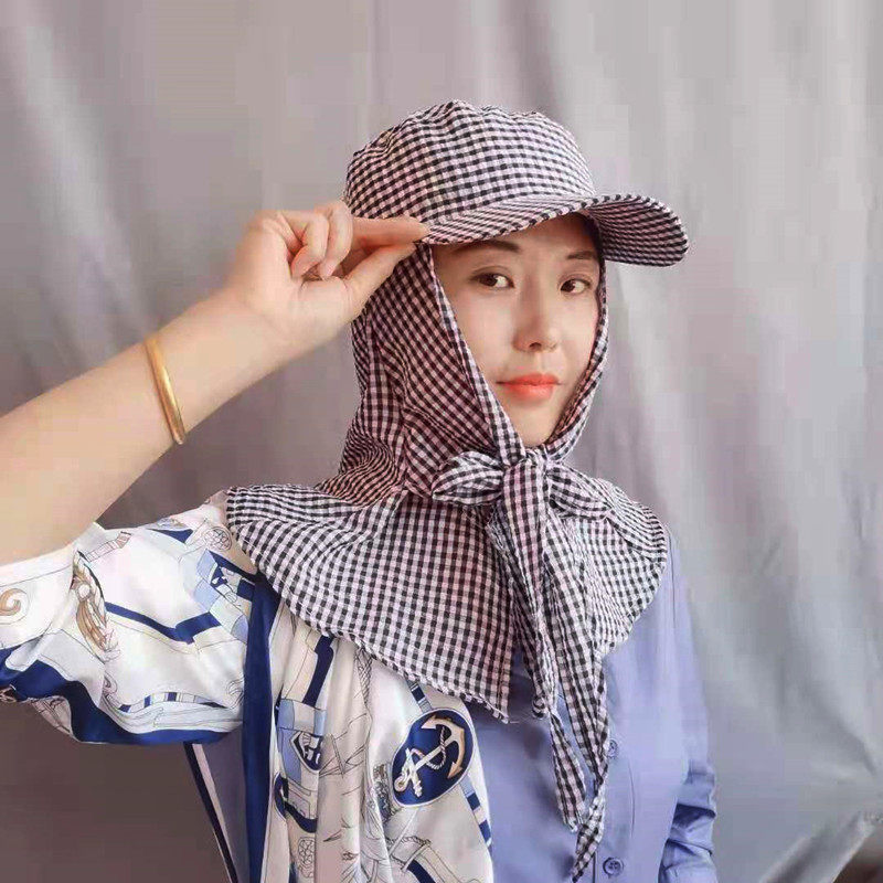 帽子女夏季遮阳防紫外线护颈遮脸防尘风帽工人干活户外骑行采茶帽