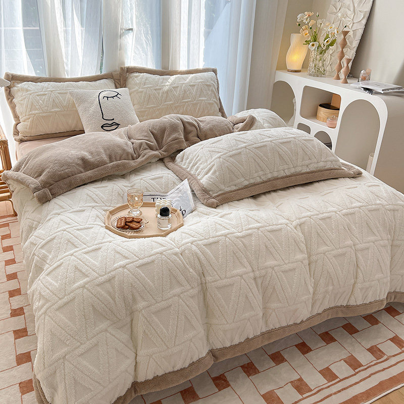 冬季加厚塔芙绒被套高档四件套保暖双面绒床单被罩加绒牛奶绒床品