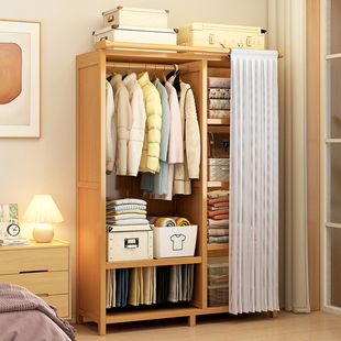 衣柜家用卧室简易组装出租房小户型结实耐用非实木防尘竹子布衣橱