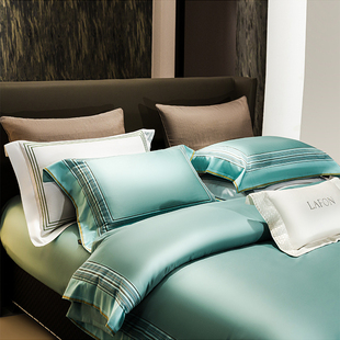 雅奢埃及长绒棉四件套高档纯棉绿色床单被套现代简约床上用品套件