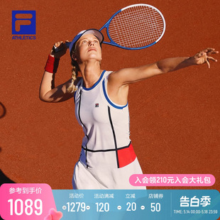 FILA 斐乐官方女子连衣裙两件套2024夏新款基础拼色网球运动裙子