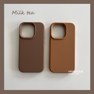 美拉德奶茶棕色适用小米14手机壳Xiaomi14Pro保护套红米K70e真液态硅胶k60至尊版K50PRO耐脏m13Ultra小众男女