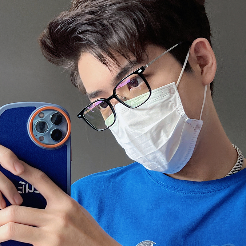 纯钛黑框近视眼镜男款潮超轻配有度数商务方形斯文败类大脸眼镜框