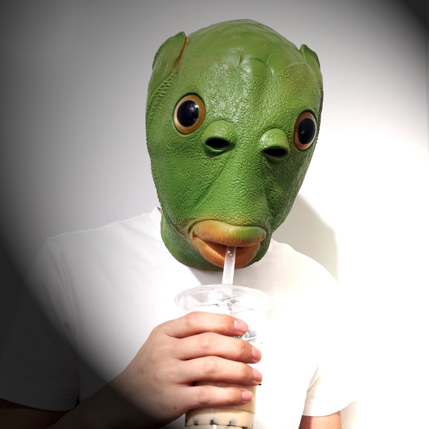 灞波儿奔头套绿水鬼n头套外星人头套 面具绿鱼人抖音绿头套杀马特