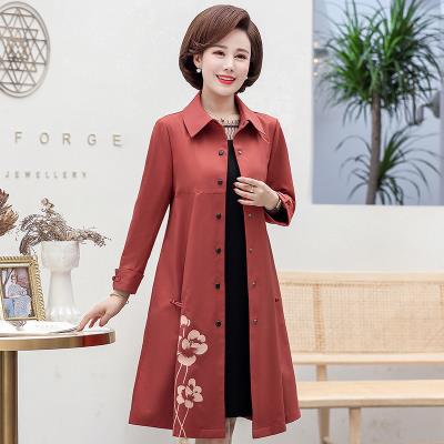 妈妈秋装外套过膝中年女装洋气上衣40岁50中老年女春秋风衣中长款