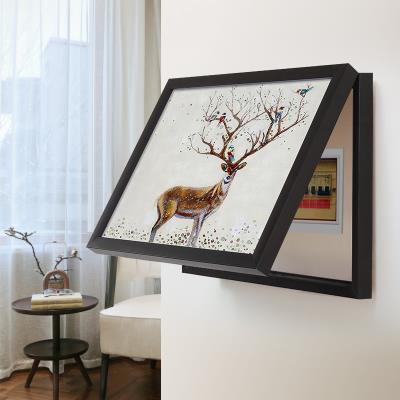 电表箱装饰画带钟表推拉图片