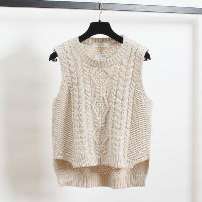 韩版女装春季百搭麻花针织粗毛线棒针外套毛衣背心坎肩镂空马甲