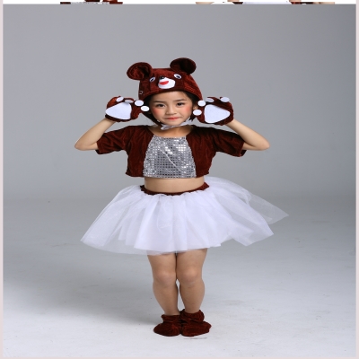 纱裙女童衣服狗熊秋装演出三只表演服男童装儿童扮演舞台节目小熊