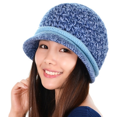 手工编织羊毛线帽子女加厚保暖老人帽针织毛线帽中老年帽子女冬天