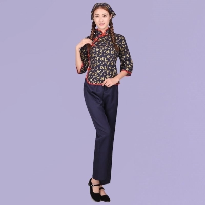 怀旧服装30-40年代衣服民国时期农村姑娘女阿庆嫂采茶表演出妇女