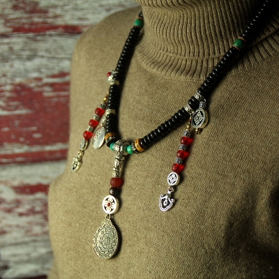 椰壳手串配饰108颗饰品手链女风藏式头念珠西藏蒂手串男佛珠藏.