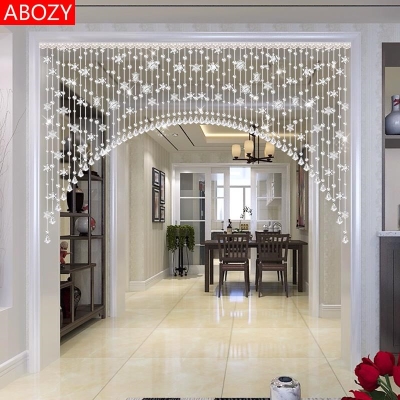 吊帘屏风悬挂珍珠帘子隔断帘玄关过道雪花装饰家用水晶珠帘门帘