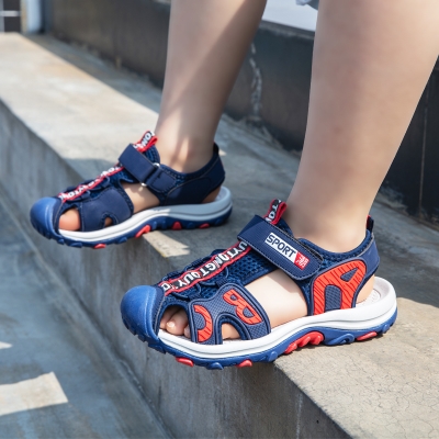 夏季童鞋男童凉鞋肥宽胖脚12中大童韩版儿童包头沙滩鞋小男孩15岁