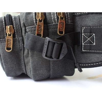 男士腰包 加密帆布包加长带大容量肩负包包胸包可斜跨复古经典