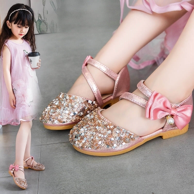 女童凉鞋2020夏季新款小女孩韩版包头半凉鞋中大童软底水晶公主鞋