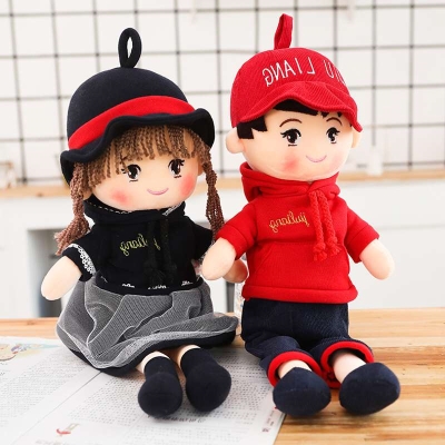 可爱情侣一对布娃娃人形小玩偶儿童公仔毛绒玩具女孩洋娃娃男布偶
