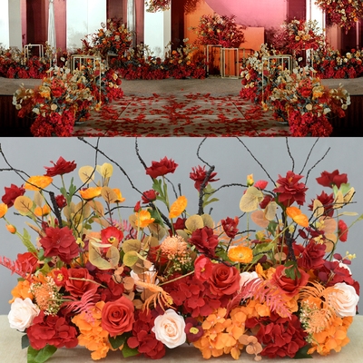 婚庆道具迎宾区花排花墙舞台路引花婚礼酒店装饰布置绢花背景花艺