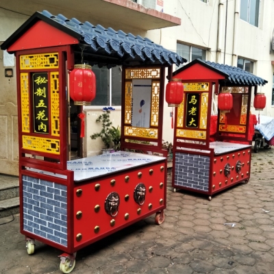 复古小吃车顶棚仿古摆摊餐车移动手推多功能四轮流动快餐车早餐.
