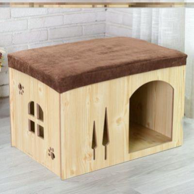 小床草窝室内通用木屋兔子窝笼子家用木制产房四季过冬躲避猫床