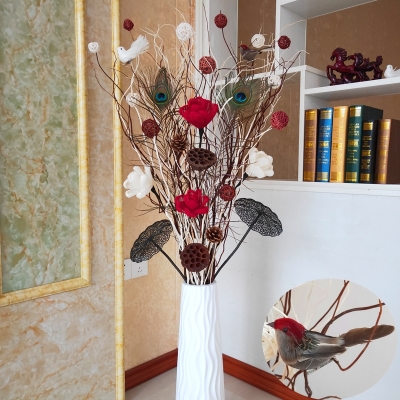 龙柳干枝树枝装饰干花客厅玄关落地假花隔断橱窗花瓶插花套装