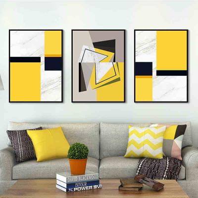 色块抽象三联装饰画图片