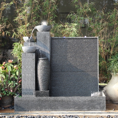 小杨家景观墙流水景庭院花园室外装饰品石材摆件水幕喷泉假山鱼池