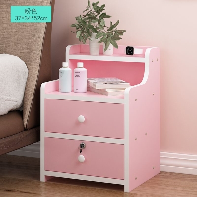女生宿舍床头收纳柜粉红色少女心带锁床头柜床边收纳小柜子储物柜
