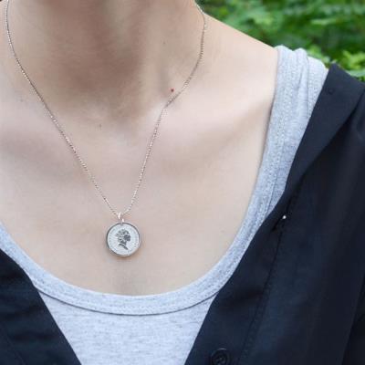 创意925纯银伊丽莎白女王女皇头像定制纪念金银币吊坠项链 照片刻