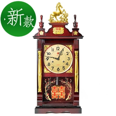 机械上y弦链发条纯铜机芯风水镇宅实木老式 555老式 挂钟 座钟