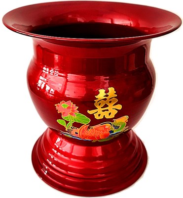 尿桶大人家用防臭痰盂坐便尿壶卧室搪瓷高脚结婚老人卧床便盆红色