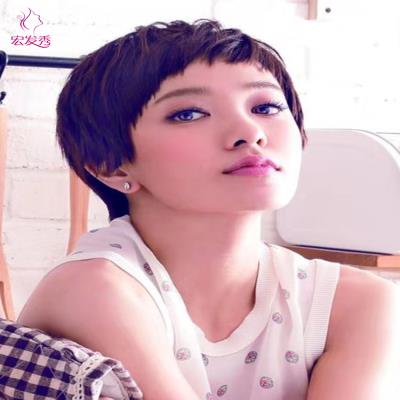 假发女短发网红明星同款狗啃式碎齐刘海直发自然蓬松逼真发丝