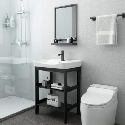 洗澡间洗脸盆家用台式卫生间姿陶梳妆镜子一体盆洗手台面脸盆柜优惠券