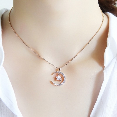 水钻项链锁骨女款图片