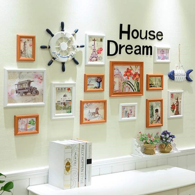 欧式照片墙背景墙餐厅装饰画框儿童卧室相片墙冲洗照片装相框挂墙