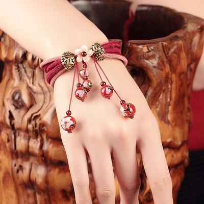 古风手链多层缠绕手绳手工编织流苏网红手串饰品复古民族风手饰女