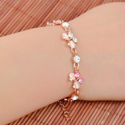 闺蜜手链女学生姐妹链一对清新可爱粉水晶粉色少女心礼物送