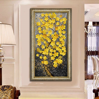 玄关装饰画发财树图片