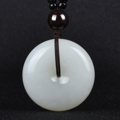 昆仑玉平安扣吊坠开光护身玉佩情侣节礼物白玉坠挂件玉石项链男女