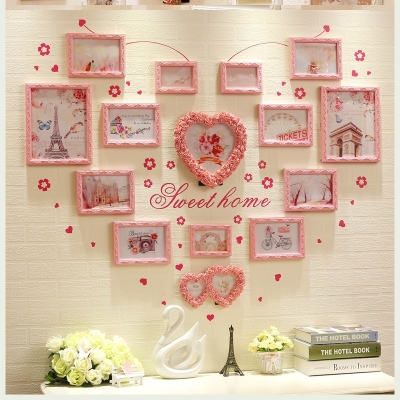 结婚房间玄关卧室床头背景十全十美照片墙相片框组合挂壁装饰温馨