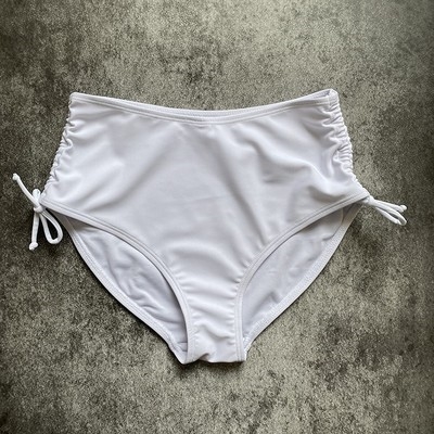 四川成都白色高腰比基尼泳裤女遮肚显瘦黑色游泳衣裤女性感三角大