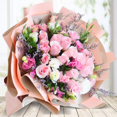 母亲节19朵粉玫瑰花束鲜花速递同城生日送花北京上海广州太原天津