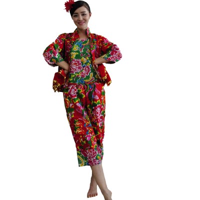 东北大花布衣服冬东北大花棉袄男中国风东北棉袄碎花秧歌服女套装