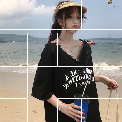 适合胸大的女生衣服肩宽的女装胳膊粗大胸显瘦v领上衣套装夏季夏