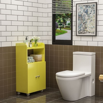 简约浴室收纳储物柜置物架边柜防水多层厕所马桶侧柜柜子家用白色