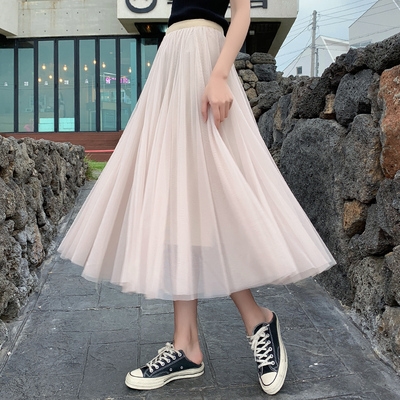 春秋季沙滩休闲学生纱裙裙子女超下半身沙群时尚夏季