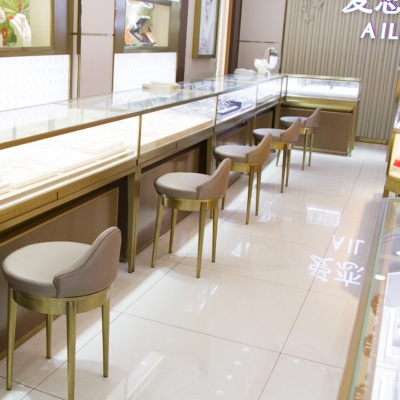 珠宝店柜台凳子眼镜收银前台吧台不锈钢椅子靠背椅单人高脚酒吧椅