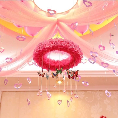 教室装饰品房顶装饰喜字吊顶拉花婚庆订婚气球新款大厅绒布彩条